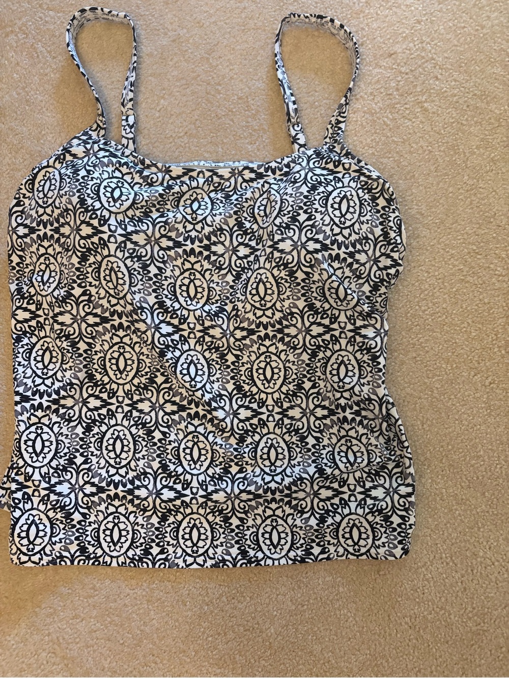 Lands' End Black & White Medallion Swim Top